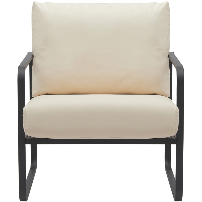 Sillón orejero Manea en piel sintética color crema