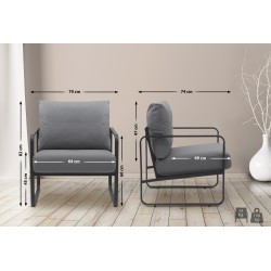 Sillón orejero Manea en piel sintética gris