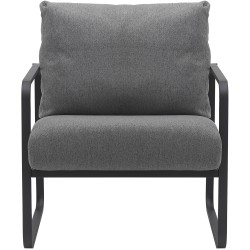 Sillón orejero Manea en tela gris oscuro