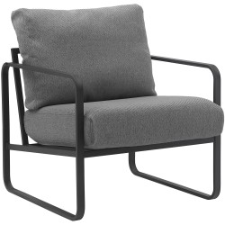 Sillón orejero Manea en tela gris oscuro