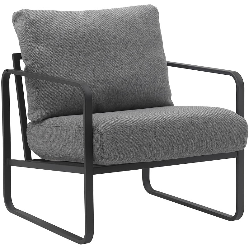 Sillón orejero Manea en tela gris oscuro