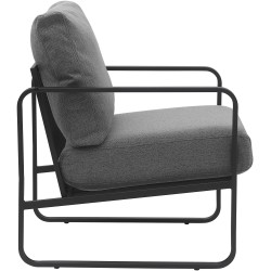 Sillón orejero Manea en tela gris oscuro
