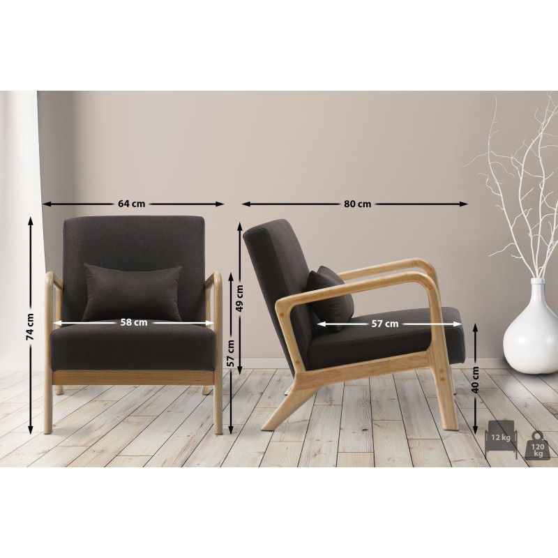 Sillón Hibbing en tela marrón