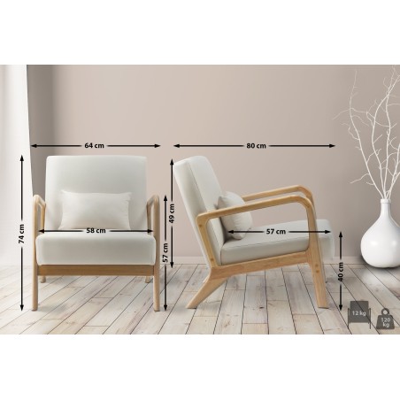 Sillón Hibbing en tela color crema