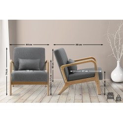 Sillón Hibbing en tela gris claro