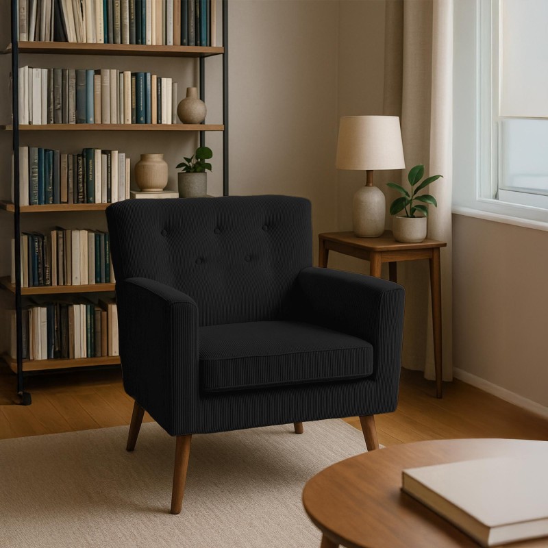 Sillón Kioni Cord, negro