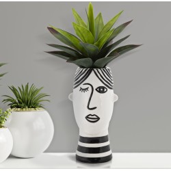 Jarrón con rostro artístico, 13,2 x 11,8 x 26,3 cm