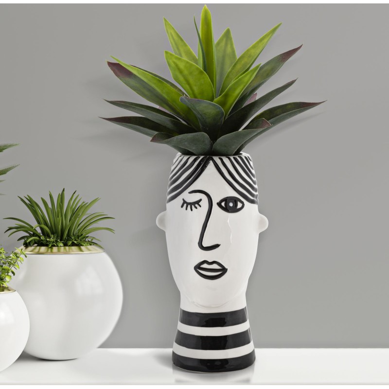 Jarrón con rostro artístico, 13,2 x 11,8 x 26,3 cm