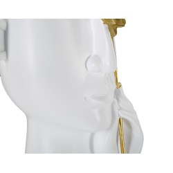 Jarrón con forma de cara y flores, 14 x 13 x 27 cm