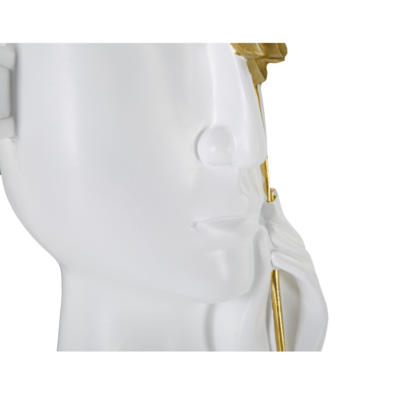 Jarrón con forma de cara y flores, 14 x 13 x 27 cm