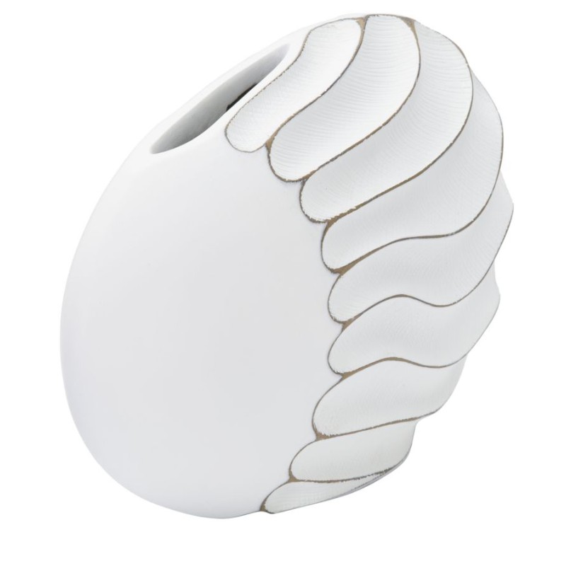 Jarrón de poliresina con líneas refinadas, 34 x 11,5 x 24,5 cm