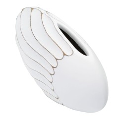 Jarrón de poliresina con líneas refinadas, 34 x 11,5 x 24,5 cm