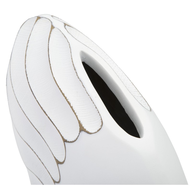 Jarrón de poliresina con líneas refinadas, 34 x 11,5 x 24,5 cm