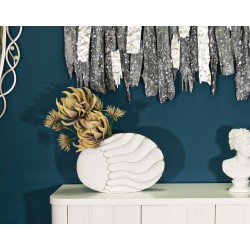 Jarrón de poliresina con líneas refinadas, 34 x 11,5 x 24,5 cm