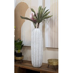 Impresionante jarrón de resina con forma de hoja, 20 cm de diámetro x 67 cm de alto.