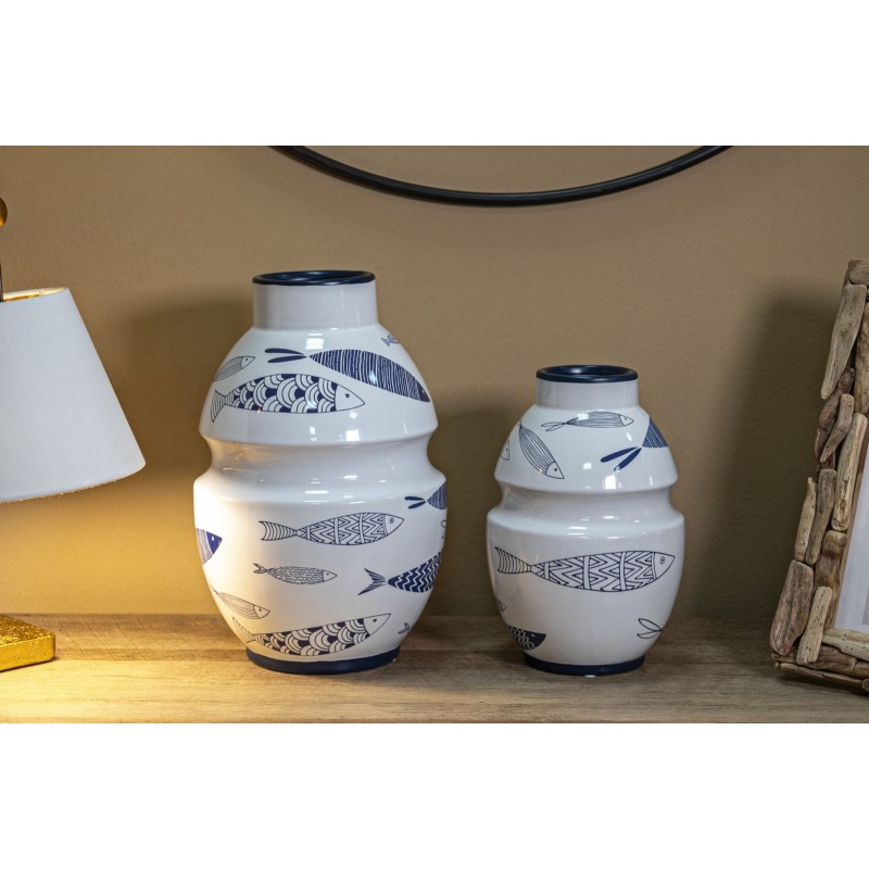 Jarrón artístico con forma de pez CM Ø 21X31