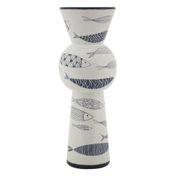 Jarrón alto con diseño de pez, 14 x 38,5 cm de diámetro.