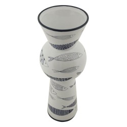 Jarrón alto con diseño de pez, 14 x 38,5 cm de diámetro.