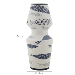 Jarrón doble de peces elegante CM Ø 14X34