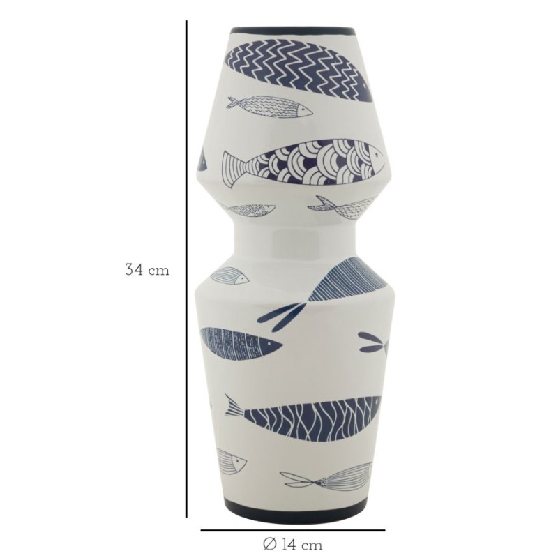 Jarrón doble de peces elegante CM Ø 14X34