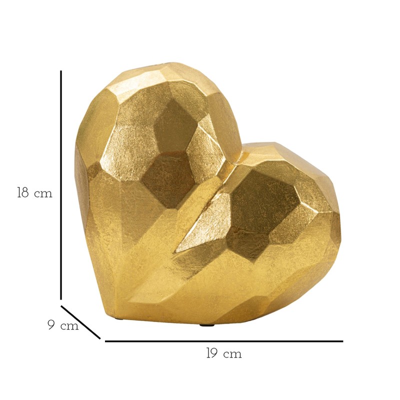 Jarrón Corazón Dorado, Elegante, 19x9x18 cm