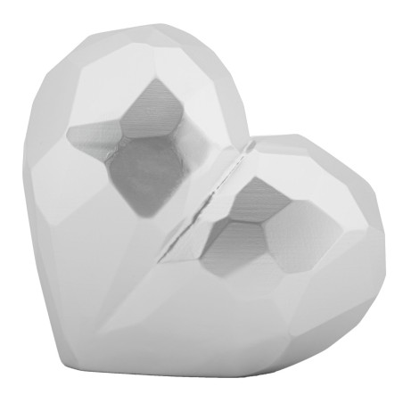 Elegante jarrón plateado con forma de corazón, 19 x 9 x 18 cm