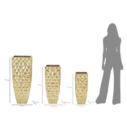 Juego de 3 elegantes soportes para jarrones Glody, medidas: 38 x 38 x 94 cm, 30,5 x 30,5 x 76 cm, 23 x 23 x 63 cm.