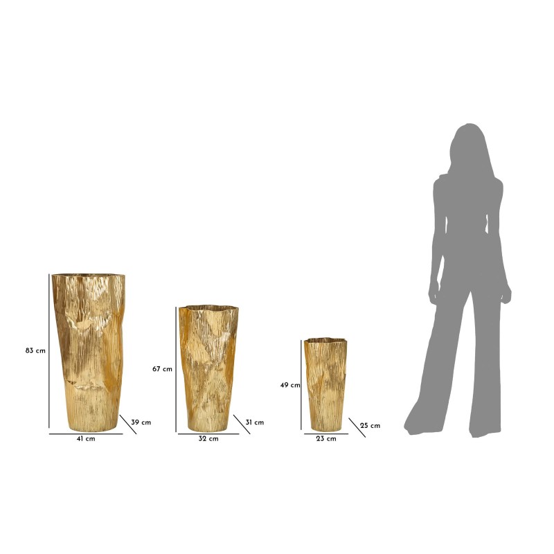 Juego de 3 elegantes soportes para jarrones Glolly CM Ø 41X39X83-32X31X67-23X25X49