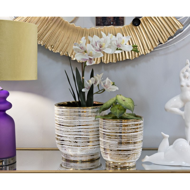 Juego de 2 soportes para jarrones Melody, acabado refinado, Ø 23 x 24 cm - 17,5 x 19 cm