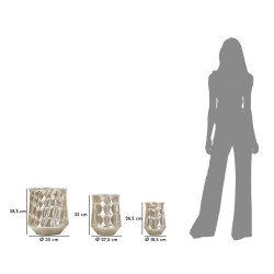 Juego de 3 elegantes jarrones plateados CM Ø35X38.5-27.5X33-18.5X26.5