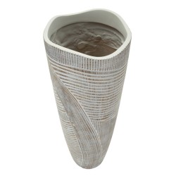 Maceta de resina con acabado de madera refinada, 19 cm de diámetro x 55 cm de ancho