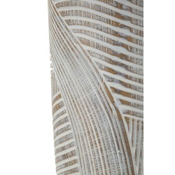 Elegante jarrón de resina y madera, 18 cm de diámetro x 45 cm de alto.