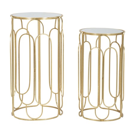 Juego de 2 soportes redondos para plantas Glam ARTSY Ø 36,5 x 70-31 x 60 cm - Hierro y espejo