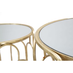 Juego de 2 soportes redondos para plantas Glam ARTSY Ø 36,5 x 70-31 x 60 cm - Hierro y espejo