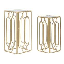 Juego de 2 soportes para plantas Glam ARTSY de 34x34x70-29x29x60 cm - Hierro y espejo