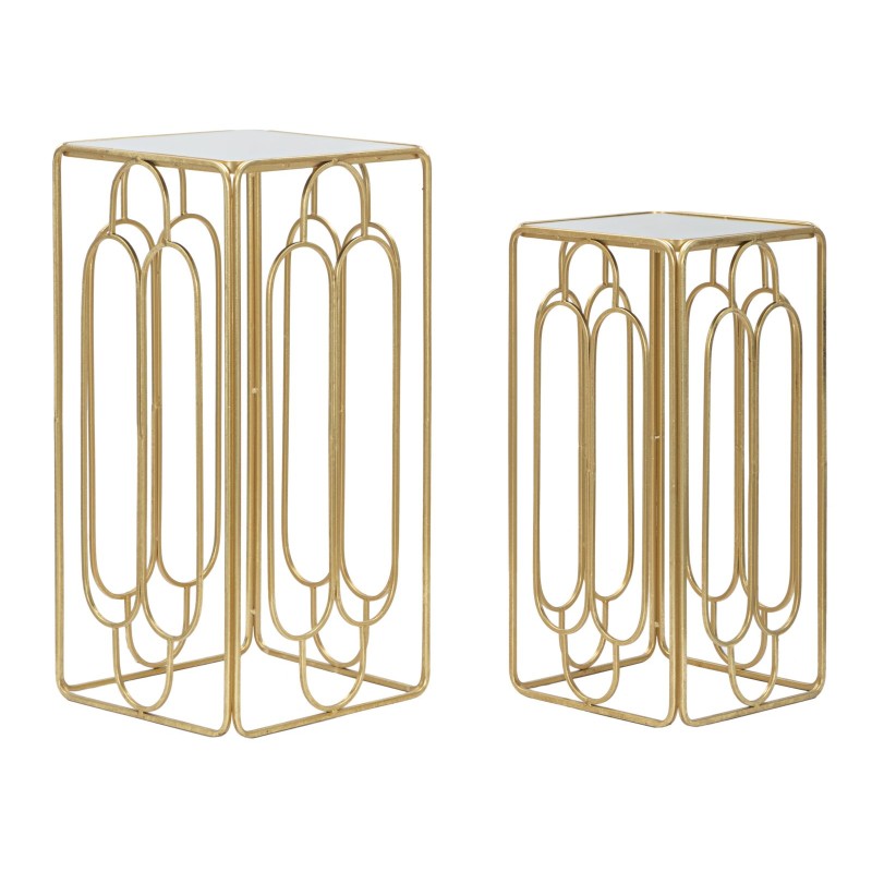 Juego de 2 soportes para plantas Glam ARTSY de 34x34x70-29x29x60 cm - Hierro y espejo