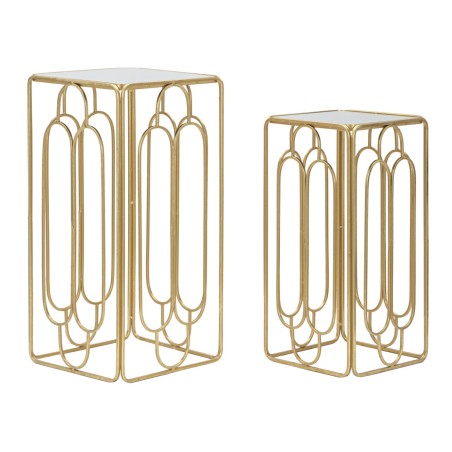 Juego de 2 soportes para plantas Glam ARTSY de 34x34x70-29x29x60 cm - Hierro y espejo