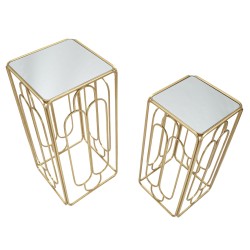 Juego de 2 soportes para plantas Glam ARTSY de 34x34x70-29x29x60 cm - Hierro y espejo