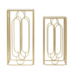 Juego de 2 soportes para plantas Glam ARTSY de 34x34x70-29x29x60 cm - Hierro y espejo