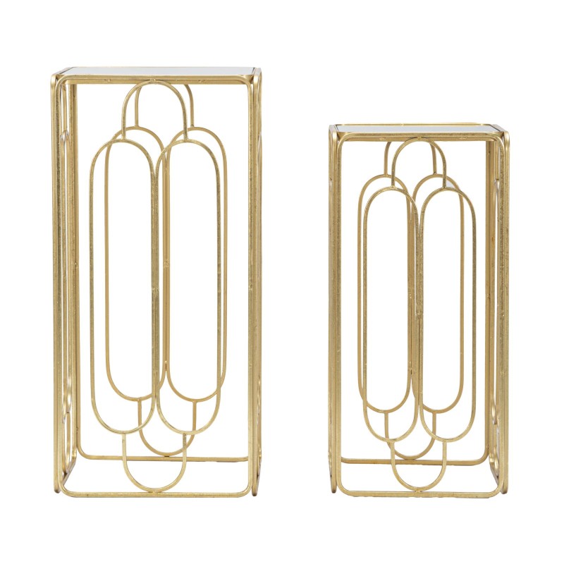 Juego de 2 soportes para plantas Glam ARTSY de 34x34x70-29x29x60 cm - Hierro y espejo