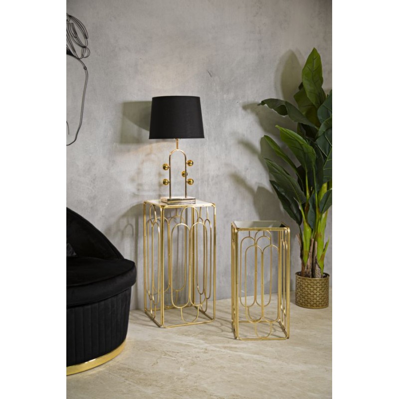 Juego de 2 soportes para plantas Glam ARTSY de 34x34x70-29x29x60 cm - Hierro y espejo