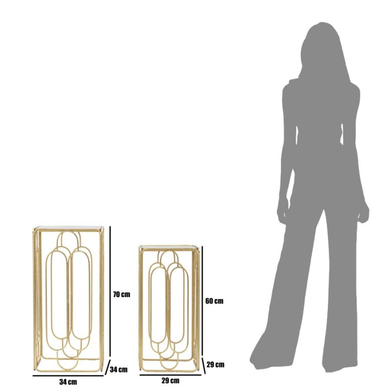 Juego de 2 soportes para plantas Glam ARTSY de 34x34x70-29x29x60 cm - Hierro y espejo