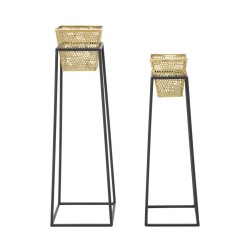 Juego de 2 jarrones cuadrados de estilo antiguo glamuroso Ø 23 x 70-20 x 60 cm - Hierro