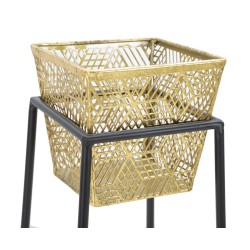 Juego de 2 jarrones cuadrados de estilo antiguo glamuroso Ø 23 x 70-20 x 60 cm - Hierro