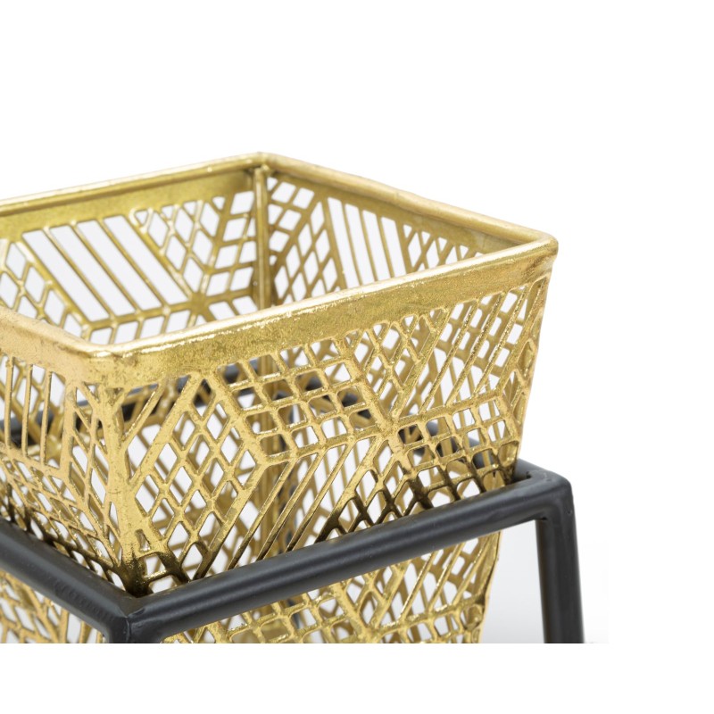 Juego de 2 jarrones cuadrados de estilo antiguo glamuroso Ø 23 x 70-20 x 60 cm - Hierro