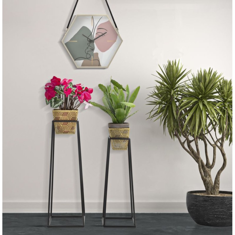 Juego de 2 jarrones cuadrados de estilo antiguo glamuroso Ø 23 x 70-20 x 60 cm - Hierro