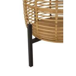 Juego de 2 soportes para jarrones estilo boho chic de ratán, Ø 41 x 47-33 x 39 cm - Ratán y hierro