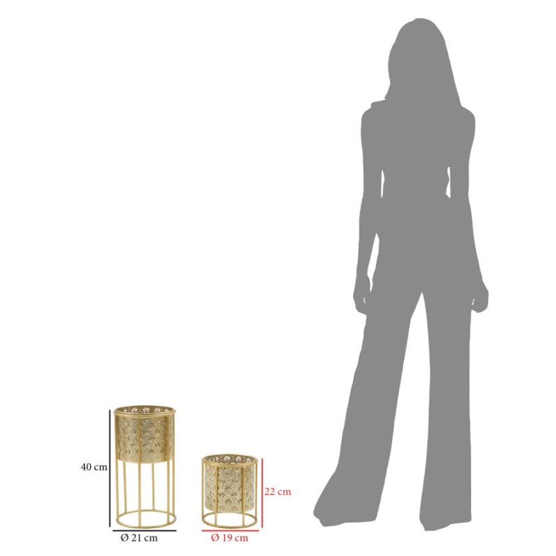 Juego de 2 soportes para jarrones Glam GOLVY -A- Ø 21 x 40 x 19 x 22 cm - Hierro