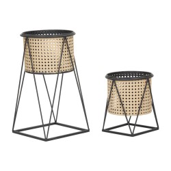 Juego de 2 soportes para jarrones estilo boho chic Osaka, Ø 21 x 40-19 x 22 cm - Hierro