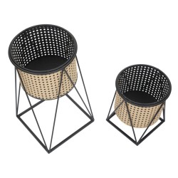 Juego de 2 soportes para jarrones estilo boho chic Osaka, Ø 21 x 40-19 x 22 cm - Hierro